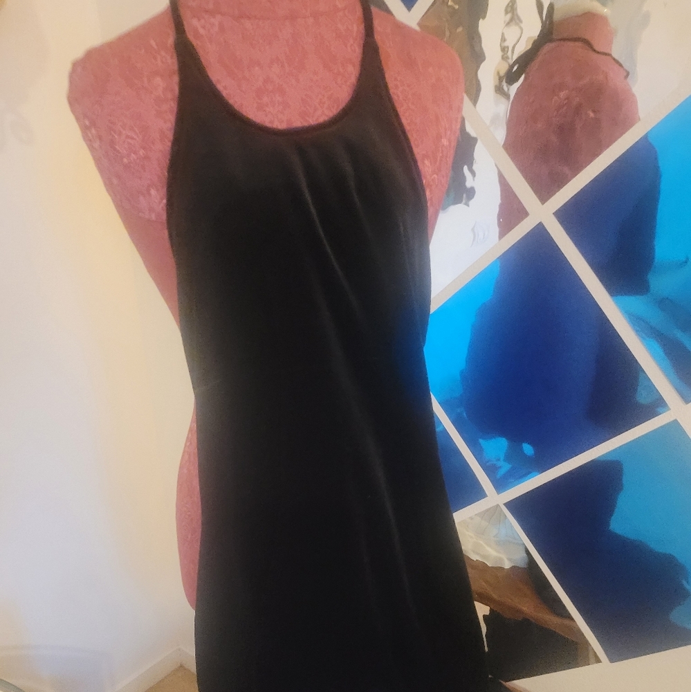 Long Black velvet dress/ gown halter tie